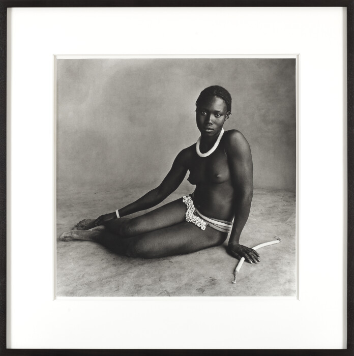 Penn, Young Woman of Diamaré, Cameroon. 1974, edition of 40, platinum-palladium print mounted on aluminum,  66 x 57.1 cm,© The Irving Penn Foundation