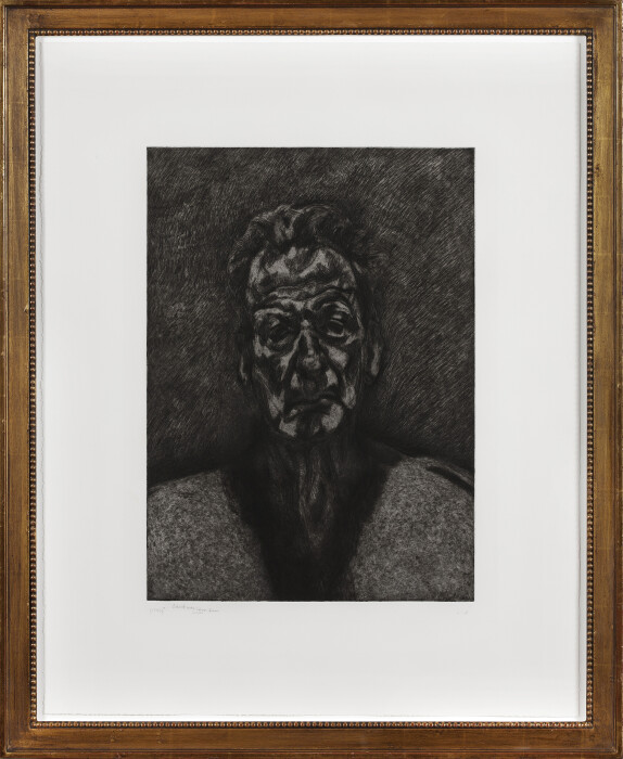 Freud, Self Portrait Reflection, 1996, etching, edition of 46, 34 1-2 x 27 1-2 in., 87.5 x 70 cm