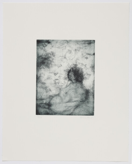 Paul, My Mother with Leaves, 2004, soft ground etching, edition of 15, 14 1-4 x 11 1-4 in., 36 x 28.5 cm