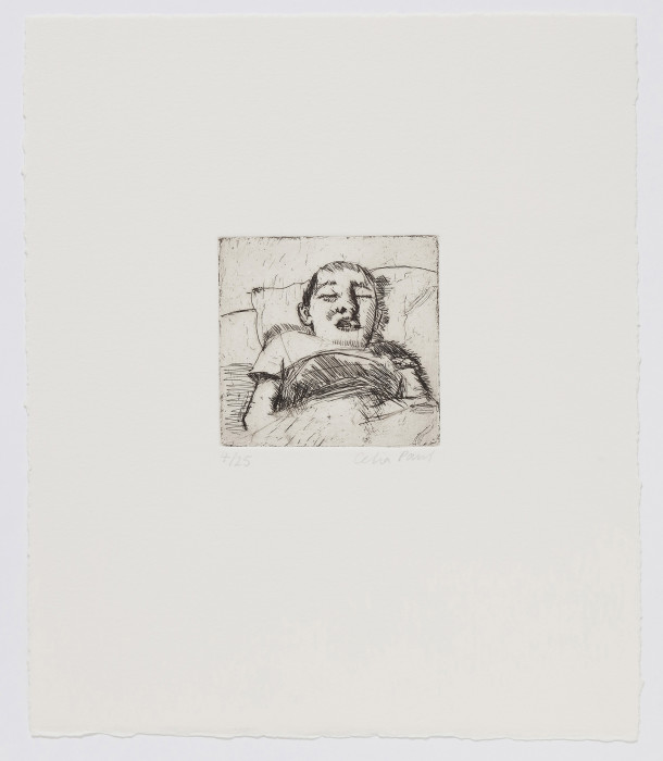Paul, Frank Lying Down, 1991, etching, edition of 25, 9 7-8 x 8 3-8 in., 25 x 21.2 cm