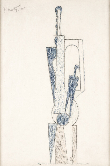 Lipchitz, Mother and Child (Study for a Standing Woman), 1915, crayon and pencil on paper, 15 x 10 1-4 in
