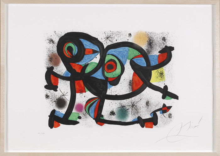 Miro, La triple roué I, from ‘Allegro vivace’, 1981, lithograph, edition 10 of 100, 24 x 35 3-8 in., 60.9 x 89.8 cm (framed)