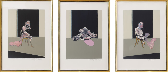Francis Bacon, Triptych August 1972, 1979, set of three lithographs on Arches paper, edition of 180, 35 1-4 x 24 in., 89.5 x 61 cm