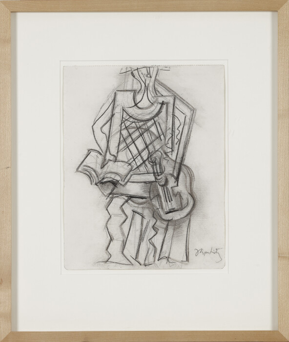 Lipchitz, Study for a Transparency (Harlequin 1926), 1926, charcoal on paper, 10.125 x 8.25in, 26 x 21cm