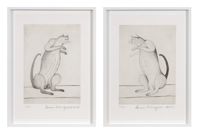 Bourgeois, Male and Female, 2005, drypoint and engraving, one with aquatint, on two sheets, edition of 35, 18 1-4 x 25 1-2 in., 46.3 x 64.7 cm