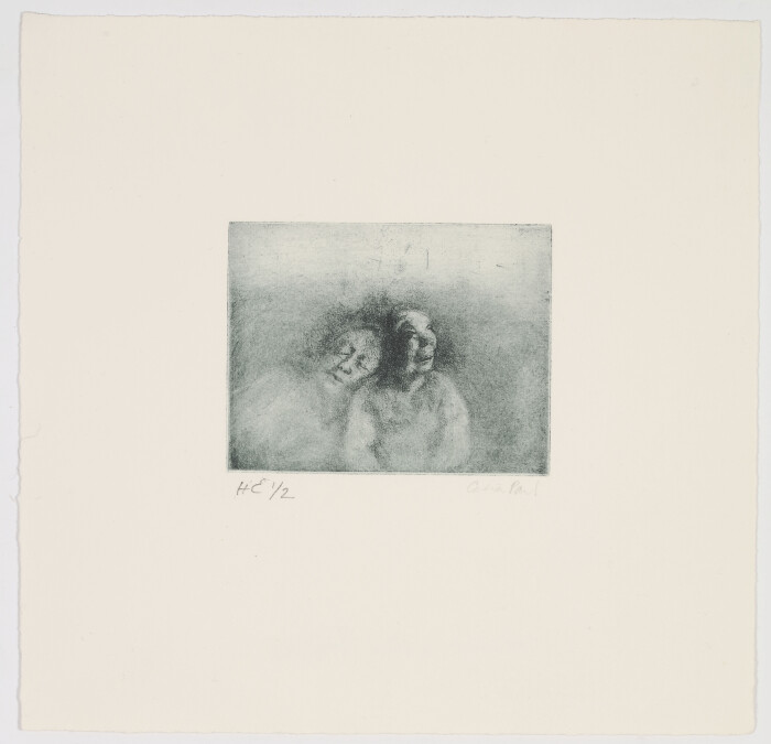 Paul, Mandy with Mother, 2006, soft ground etching, paper 22.2 x 22.8cm