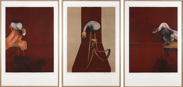 Francis Bacon, After Second Version of the Triptych 1944, 1988, lithograph, edition of 30, 178.5 x 119.5 cm.