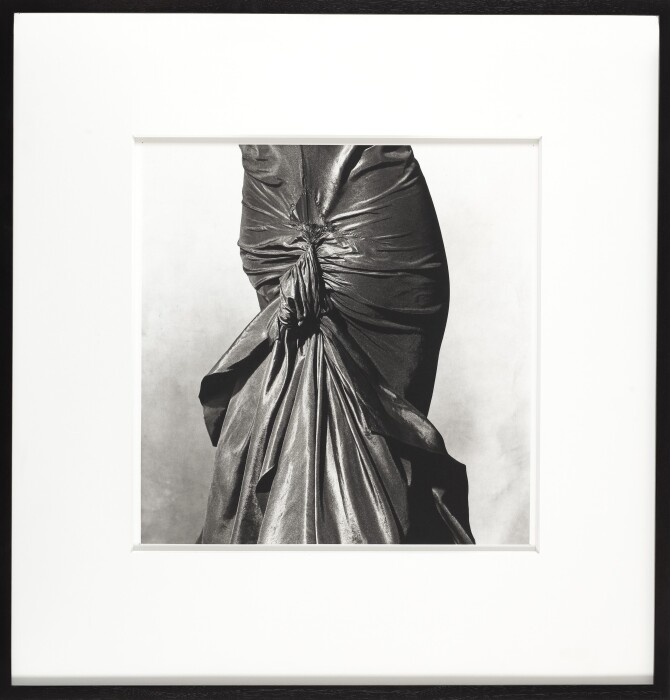 Penn, Vionnet Hipline Dress, New York, 1974, edition of 8, platinum-palladium print mounted on aluminum, 40.6 x 40 cm, © The Irving Penn Foundation