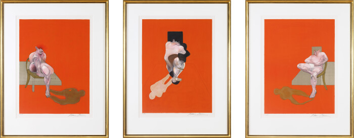 Francis Bacon, Triptych 1983, 1983, set of three lithographs on Arches paper, edition of 180, 33 7-8 x 23 3-4 in., 86 x 60.5 cm