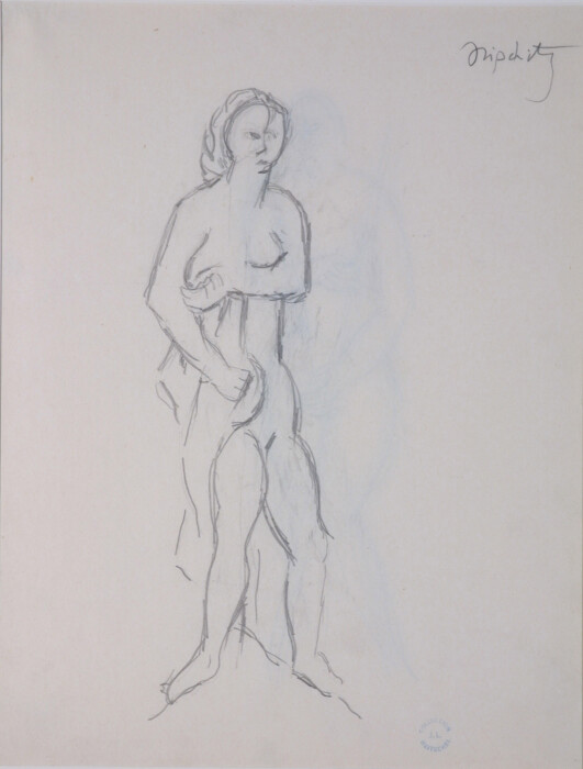 Lipchitz, Bather (Standing Figure), 1912, pencil on paper, 13 x 9.875 in
