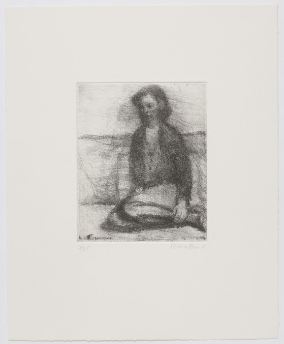 Paul, Gillian Seated, 1993, soft ground etching, edition of 25, 12 3-8 x 10 in., 31.5 x 25.5 cm