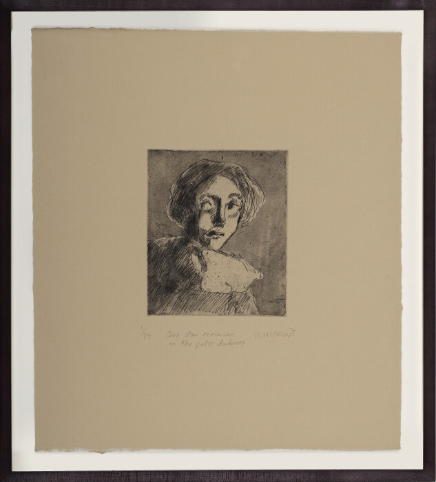 Tchiprout, One star remains in the false darkness, 2023, etching and aquatint, paper 44.5 x 39.2cm, 17 1-2 x 15 3-8in